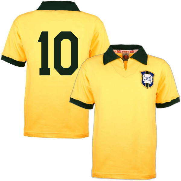 Brazil Retro Football Shirt WC 1958 + Number 10 (Pelé)