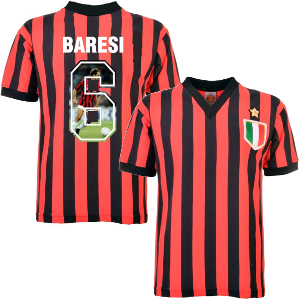 AC Milan Retro Football Shirt 1979-1980 + Baresi 6 (Photo Style)