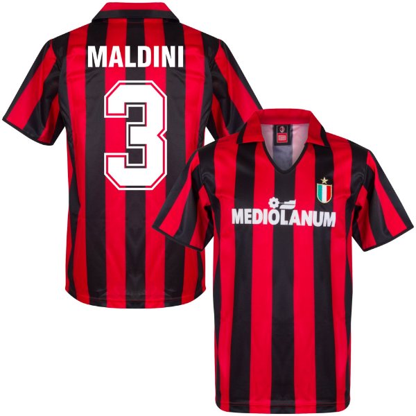 AC Milan Retro Voetbalshirt 1988-1989 + Maldini 3